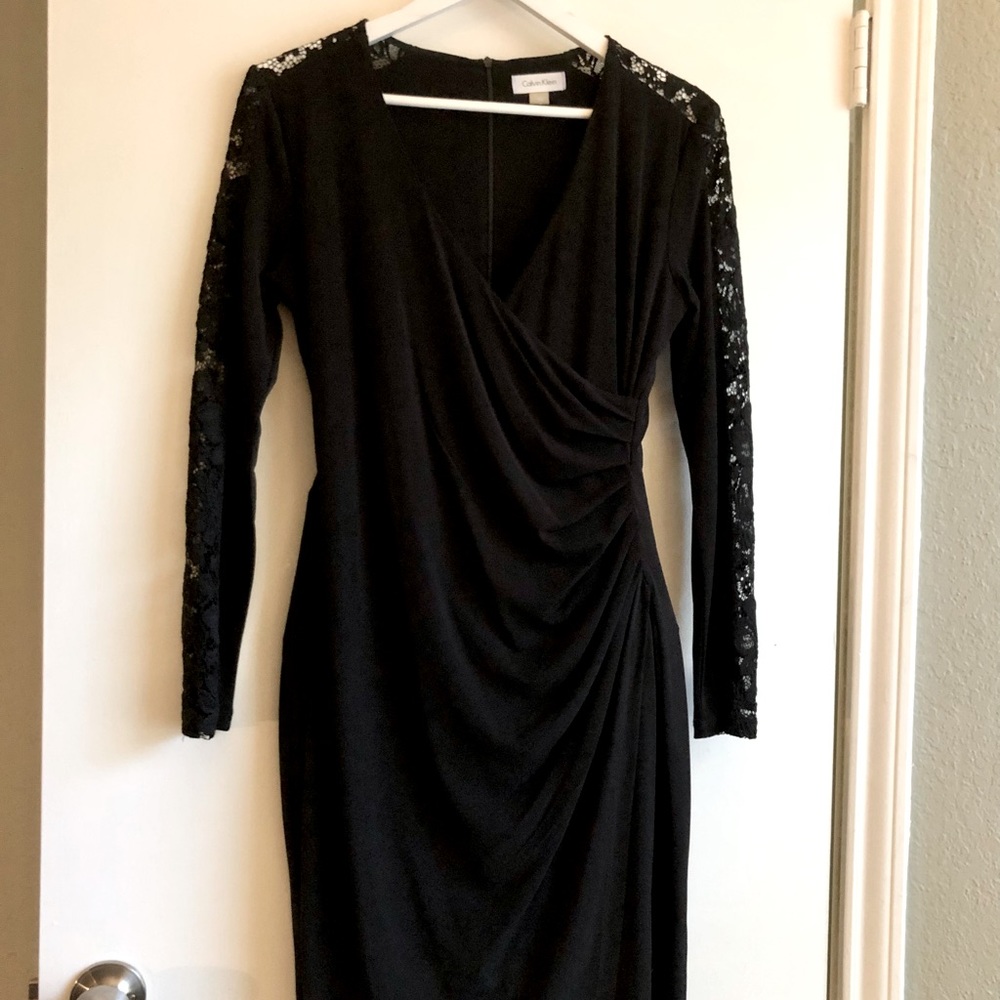Calvin Klein long sleeve holiday cocktail dress